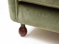Italian 1940s Velvet Sofa with Walnut Bun Feet - 2481490