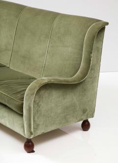 Italian 1940s Velvet Sofa with Walnut Bun Feet - 2481492