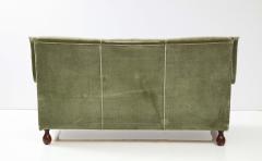 Italian 1940s Velvet Sofa with Walnut Bun Feet - 2481493