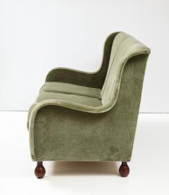 Italian 1940s Velvet Sofa with Walnut Bun Feet - 2481496