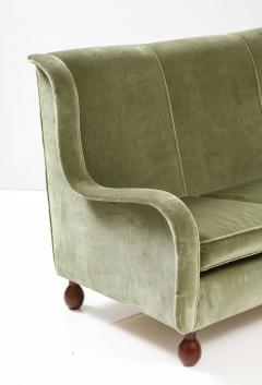 Italian 1940s Velvet Sofa with Walnut Bun Feet - 2481497