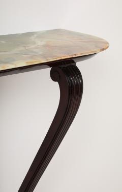 Italian 1940s Walnut Console Table with Onyx Top - 3757064