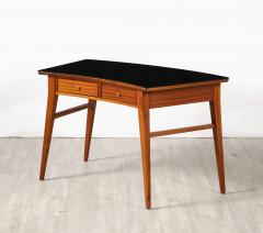 Italian 1940s Walnut Writing Desk with Black Glass Top - 3928002