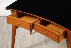 Italian 1940s Walnut Writing Desk with Black Glass Top - 3928004
