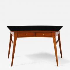 Italian 1940s Walnut Writing Desk with Black Glass Top - 3930727