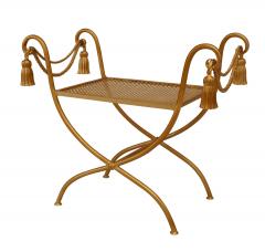 Italian 1940s gilt metal rope and tassel design bench with side arms - 4660811