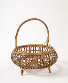 Italian 1950s Bamboo Basket with Handle - 4430365