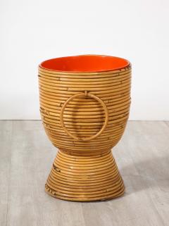 Italian 1950s Bamboo Ice Bucket or Basket Vase - 2924250