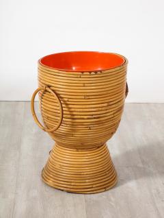 Italian 1950s Bamboo Ice Bucket or Basket Vase - 2924253