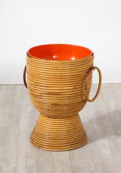 Italian 1950s Bamboo Ice Bucket or Basket Vase - 2924254