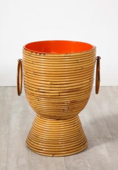 Italian 1950s Bamboo Ice Bucket or Basket Vase - 2924256