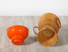 Italian 1950s Bamboo Ice Bucket or Basket Vase - 2924258