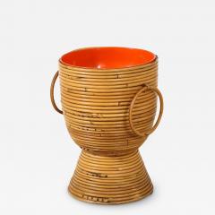 Italian 1950s Bamboo Ice Bucket or Basket Vase - 2927594