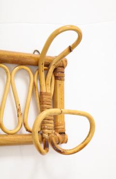 Italian 1950s Bamboo Wall Mounted Coat or Hat Rack - 2481519