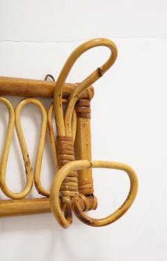 Italian 1950s Bamboo Wall Mounted Coat or Hat Rack - 2481522