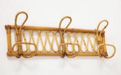 Italian 1950s Bamboo Wall Mounted Coat or Hat Rack - 2481523