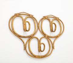 Italian 1950s Bamboo Wall Mounted Coat or Hat Rack - 3365287