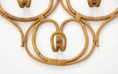 Italian 1950s Bamboo Wall Mounted Coat or Hat Rack - 3365288