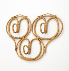 Italian 1950s Bamboo Wall Mounted Coat or Hat Rack - 3365293
