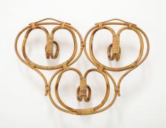Italian 1950s Bamboo Wall Mounted Coat or Hat Rack - 3365299