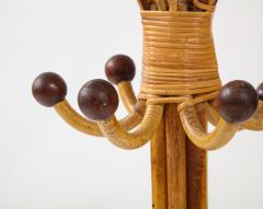 Italian 1950s Bamboo and Wood Hat Coat Rack Stand - 2479173