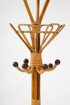 Italian 1950s Bamboo and Wood Hat Coat Rack Stand - 2479175