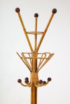 Italian 1950s Bamboo and Wood Hat Coat Rack Stand - 2479176