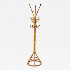 Italian 1950s Bamboo and Wood Hat Coat Rack Stand - 2482458