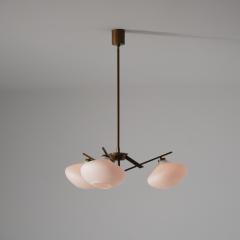 Italian 1950s Brass Chandelier with Three Opaline Glass Shades - 4423135