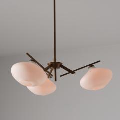 Italian 1950s Brass Chandelier with Three Opaline Glass Shades - 4423138