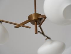 Italian 1950s Brass Chandelier with Three Opaline Glass Shades - 4423139
