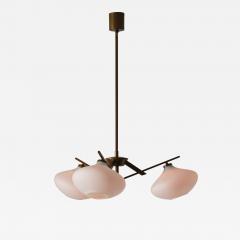 Italian 1950s Brass Chandelier with Three Opaline Glass Shades - 4426930