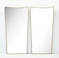 Italian 1950s Brass Modernist Pair of Shaped Grand Scale Mirrors - 2586464
