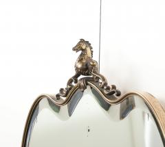 Italian 1950s Brass Shaped Wall Mirror with Horse Sculpture - 3927626