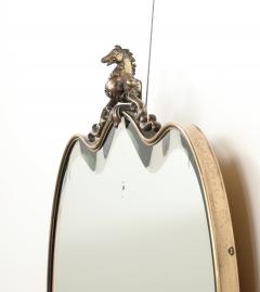 Italian 1950s Brass Shaped Wall Mirror with Horse Sculpture - 3927630