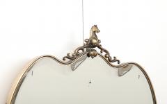 Italian 1950s Brass Shaped Wall Mirror with Horse Sculpture - 3927632