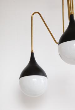 Italian 1950s Brass and Glass Three Light Chandelier - 2722943