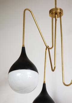 Italian 1950s Brass and Glass Three Light Chandelier - 2722945