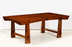 Italian 1950s Folk Art Solid Walnut Coffee Table - 1813099