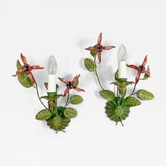 Italian 1950s Fuchsia Flower Wall Lights - 3532984