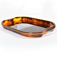 Italian 1950s Lucite and brass faux tortoise shell tray - 1272540