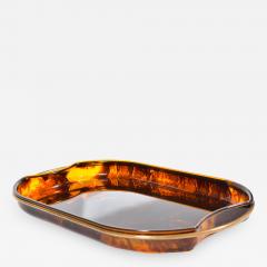 Italian 1950s Lucite and brass faux tortoise shell tray - 1275461