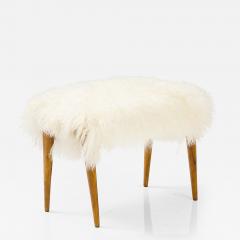 Italian 1950s Maple Wood Stool Bench with Mongolian Sheepskin - 2562569