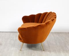 Italian 1950s Scalloped Shaped Channeled Velvet Settee or Sofa - 2924012
