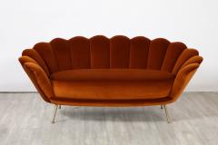 Italian 1950s Scalloped Shaped Channeled Velvet Settee or Sofa - 2924015