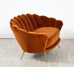 Italian 1950s Scalloped Shaped Channeled Velvet Settee or Sofa - 2924016