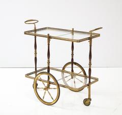 Italian 1950s Walnut Brass and Glass Bar Cart - 2479281