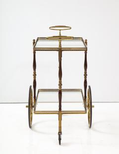 Italian 1950s Walnut Brass and Glass Bar Cart - 2479283
