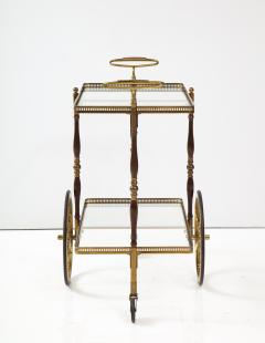 Italian 1950s Walnut Brass and Glass Bar Cart - 2479283