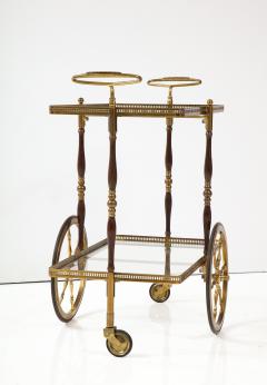 Italian 1950s Walnut Brass and Glass Bar Cart - 2479285